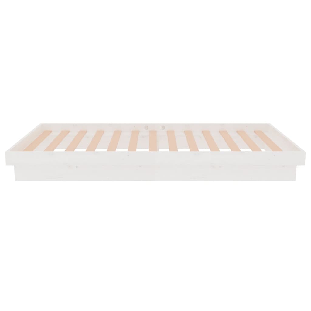 vidaXL Bed Frame without Mattress White Solid Wood Single