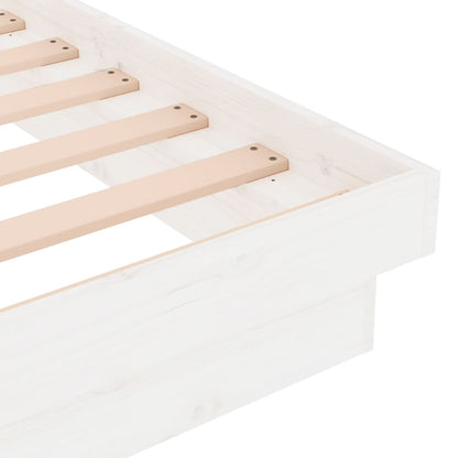 vidaXL Bed Frame without Mattress White Solid Wood Single