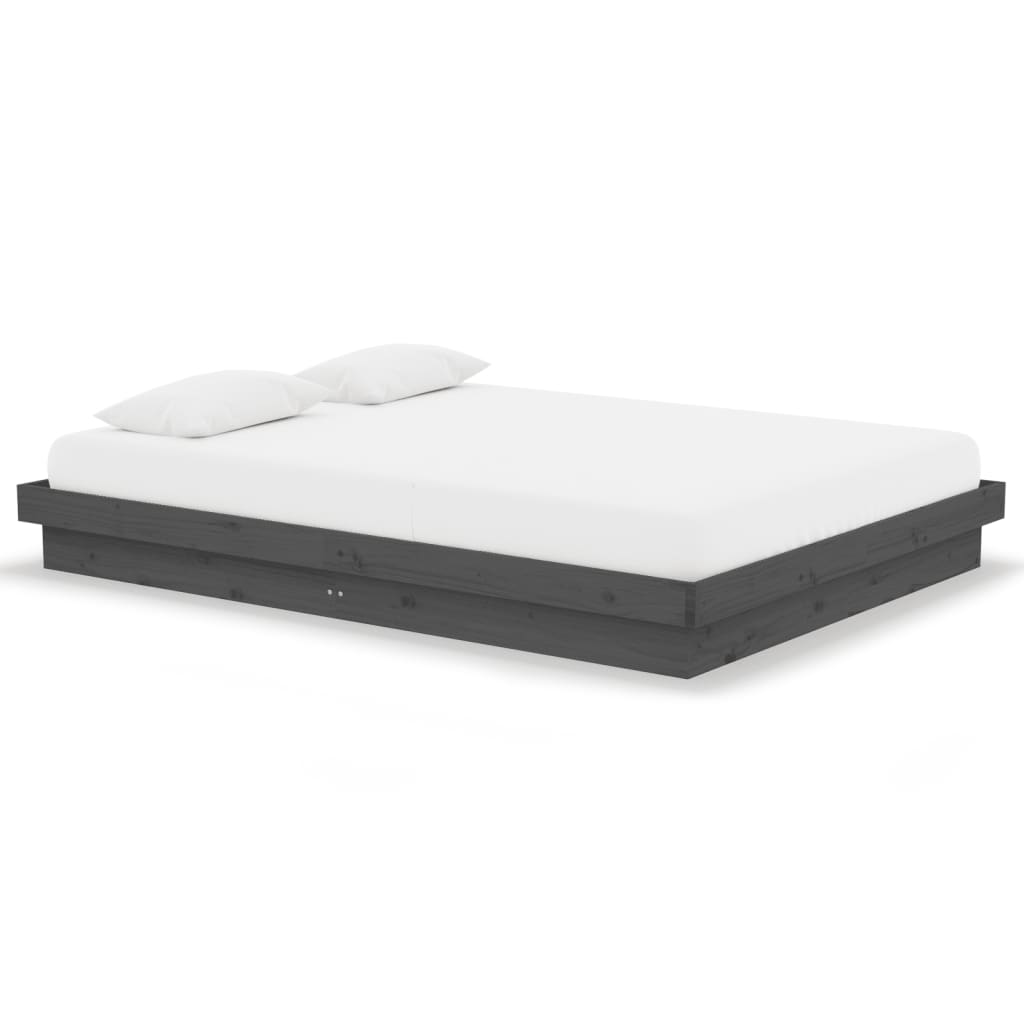 vidaXL Bed Frame without Mattress Grey Solid Wood Double