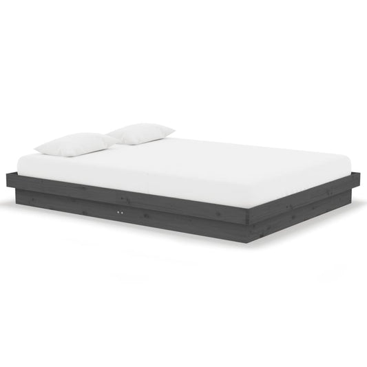 vidaXL Bed Frame without Mattress Grey Solid Wood Double