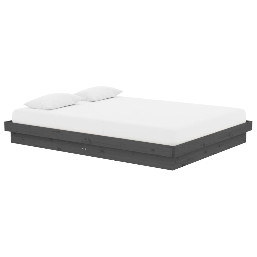 vidaXL Bed Frame without Mattress Grey Solid Wood Double