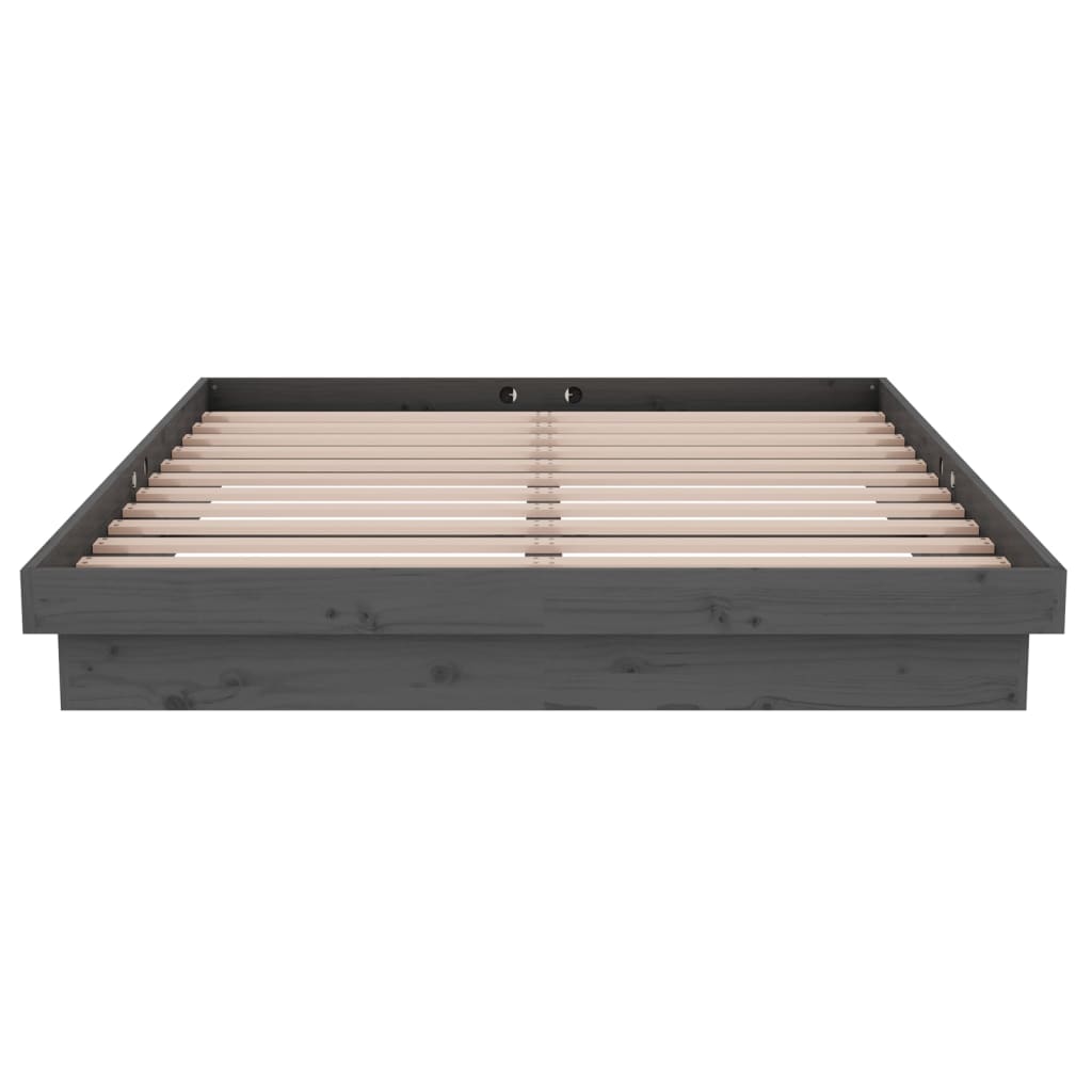 vidaXL Bed Frame without Mattress Grey Solid Wood Double