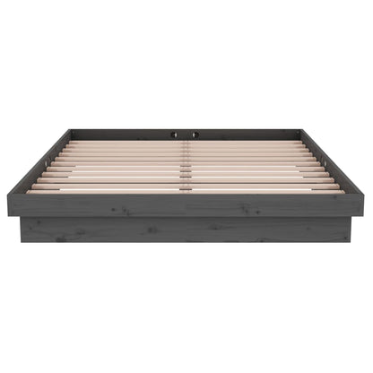 vidaXL Bed Frame without Mattress Grey Solid Wood Double