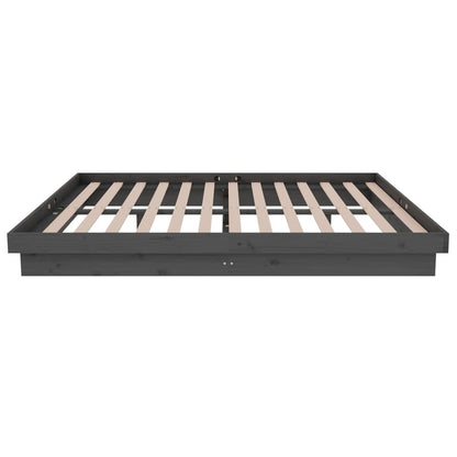 vidaXL Bed Frame without Mattress Grey Solid Wood Double
