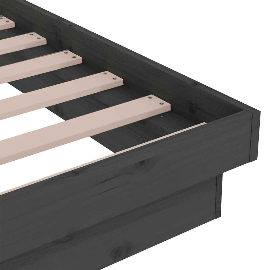 vidaXL Bed Frame without Mattress Grey Solid Wood Double