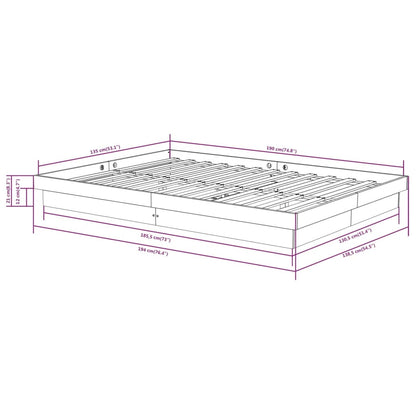 vidaXL Bed Frame without Mattress Grey Solid Wood Double