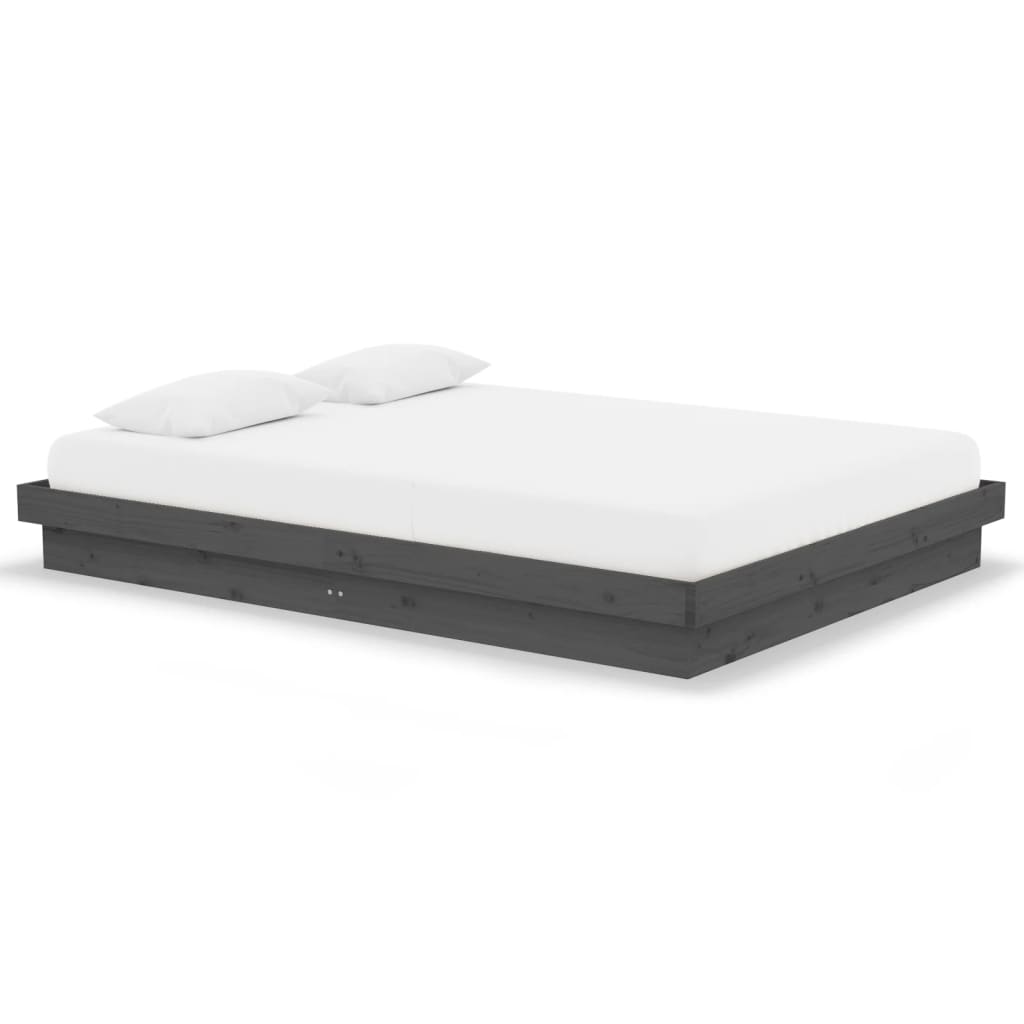 vidaXL Bed Frame without Mattress Grey Solid Wood 140x190 cm