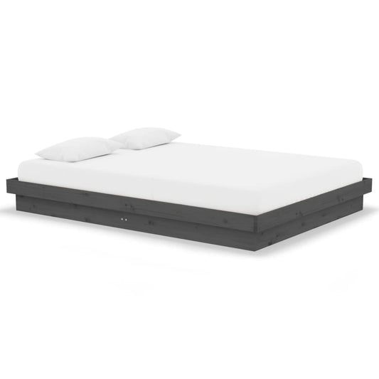 vidaXL Bed Frame without Mattress Grey Solid Wood 140x190 cm