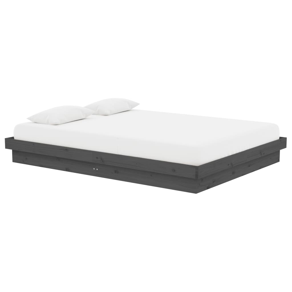 vidaXL Bed Frame without Mattress Grey Solid Wood 140x190 cm