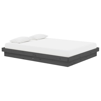 vidaXL Bed Frame without Mattress Grey Solid Wood 140x190 cm