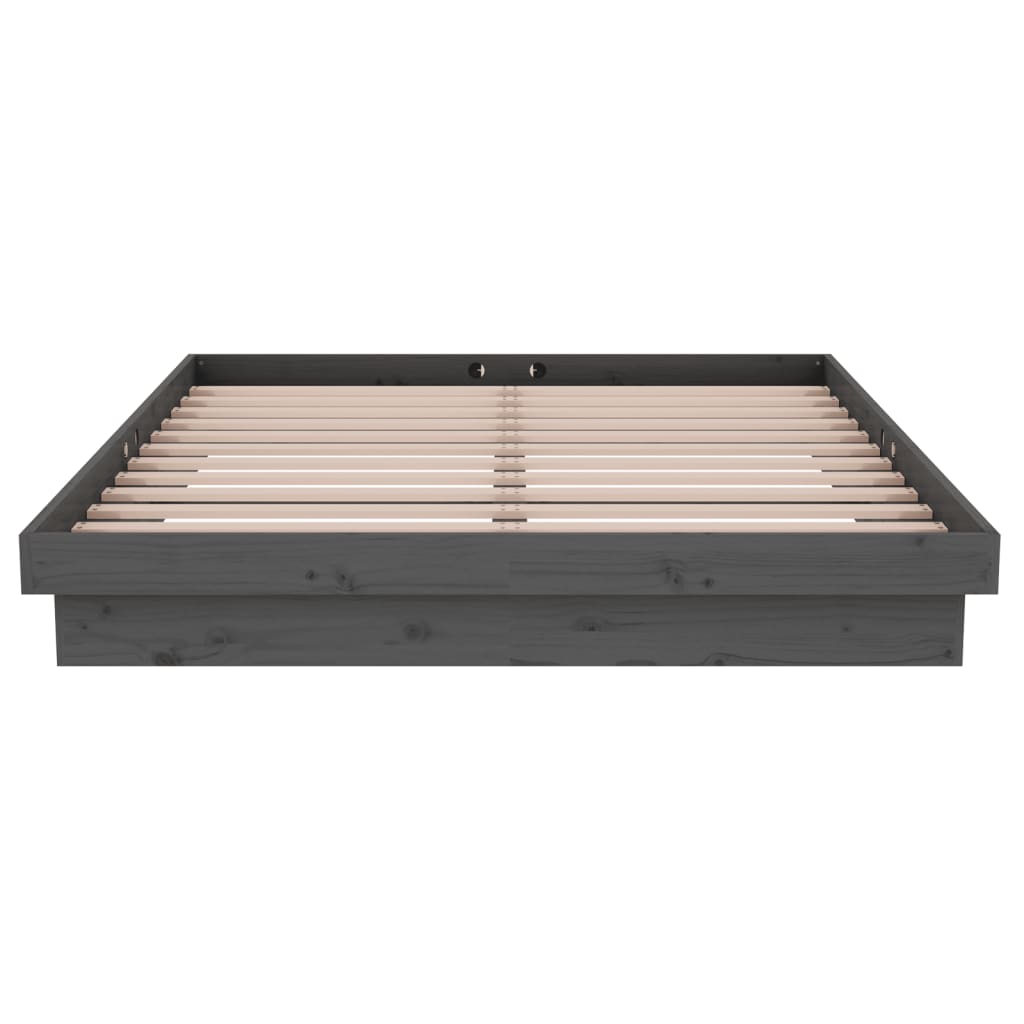 vidaXL Bed Frame without Mattress Grey Solid Wood 140x190 cm