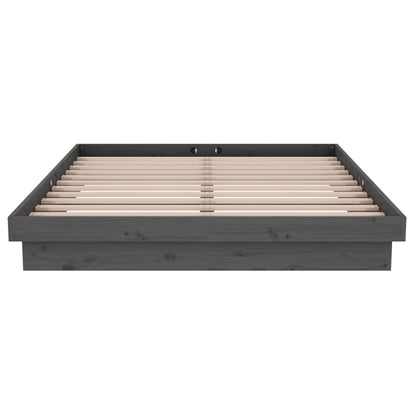 vidaXL Bed Frame without Mattress Grey Solid Wood 140x190 cm