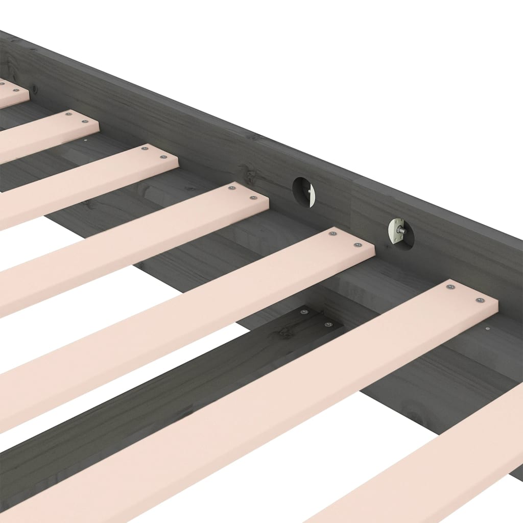 vidaXL Bed Frame without Mattress Grey Solid Wood 140x190 cm