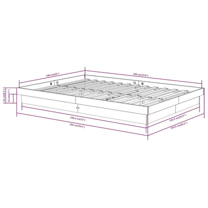 vidaXL Bed Frame without Mattress Grey Solid Wood 140x190 cm