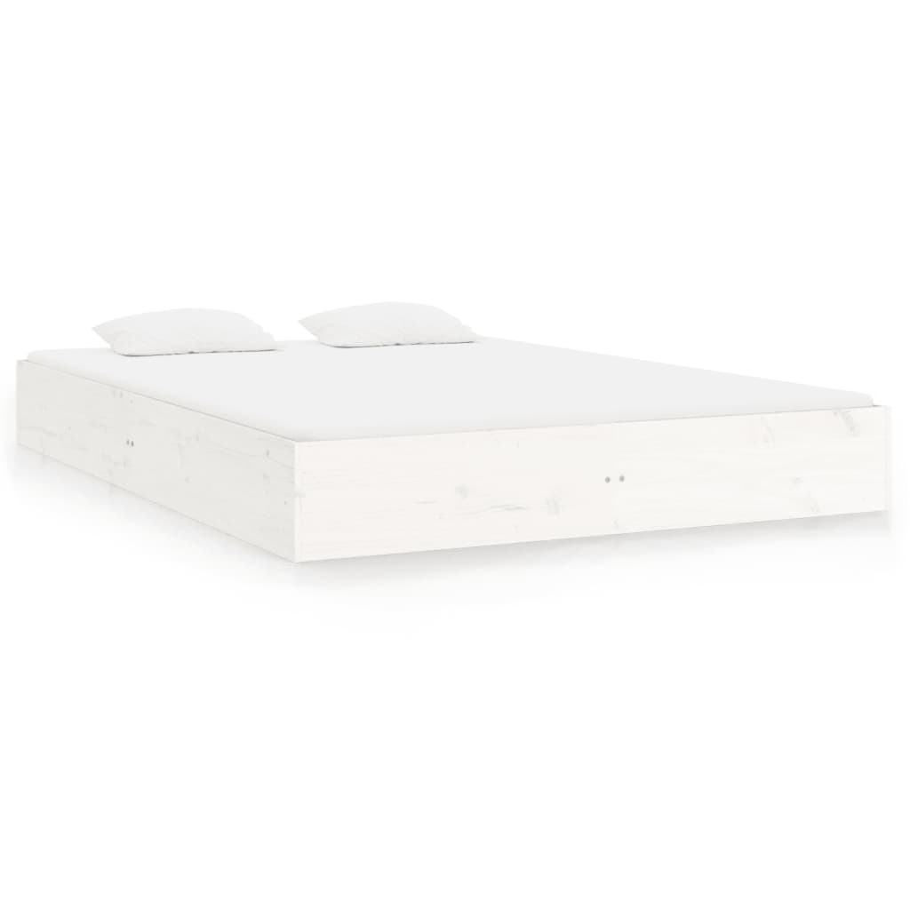 vidaXL Bed Frame without Mattress White Solid Wood 150x200 cm King Size King Size