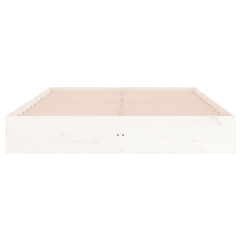 vidaXL Bed Frame without Mattress White Solid Wood 150x200 cm King Size King Size