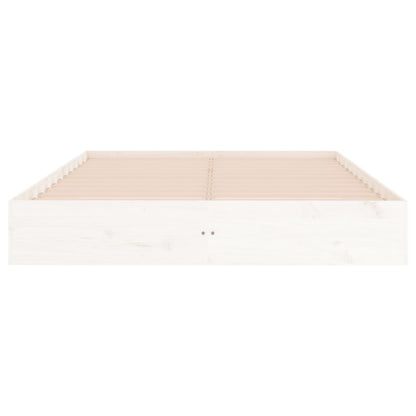 vidaXL Bed Frame without Mattress White Solid Wood 150x200 cm King Size King Size