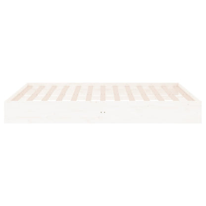 vidaXL Bed Frame without Mattress White Solid Wood 150x200 cm King Size King Size