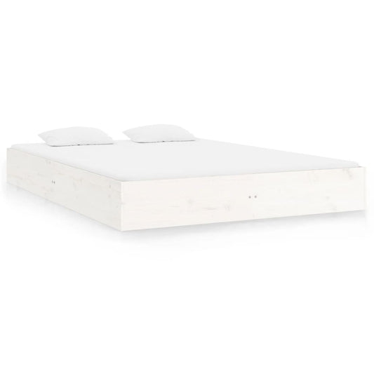 vidaXL Bed Frame | White | Solid Pine Wood, Plywood | Double | Durable