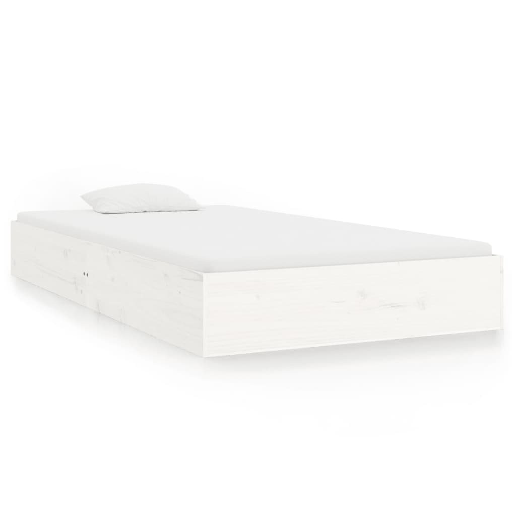 vidaXL Bed Frame | White | Solid pine wood, Plywood | Single | Durable