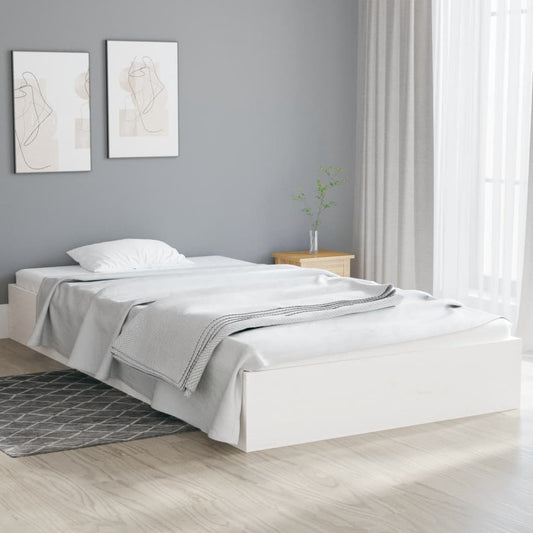 vidaXL Bed Frame | White | Solid pine wood, Plywood | Single | Durable