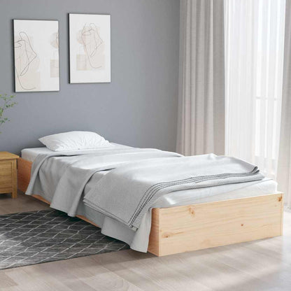 vidaXL Bed Frame | Natural Wood | Solid pine wood, Plywood | Small Single