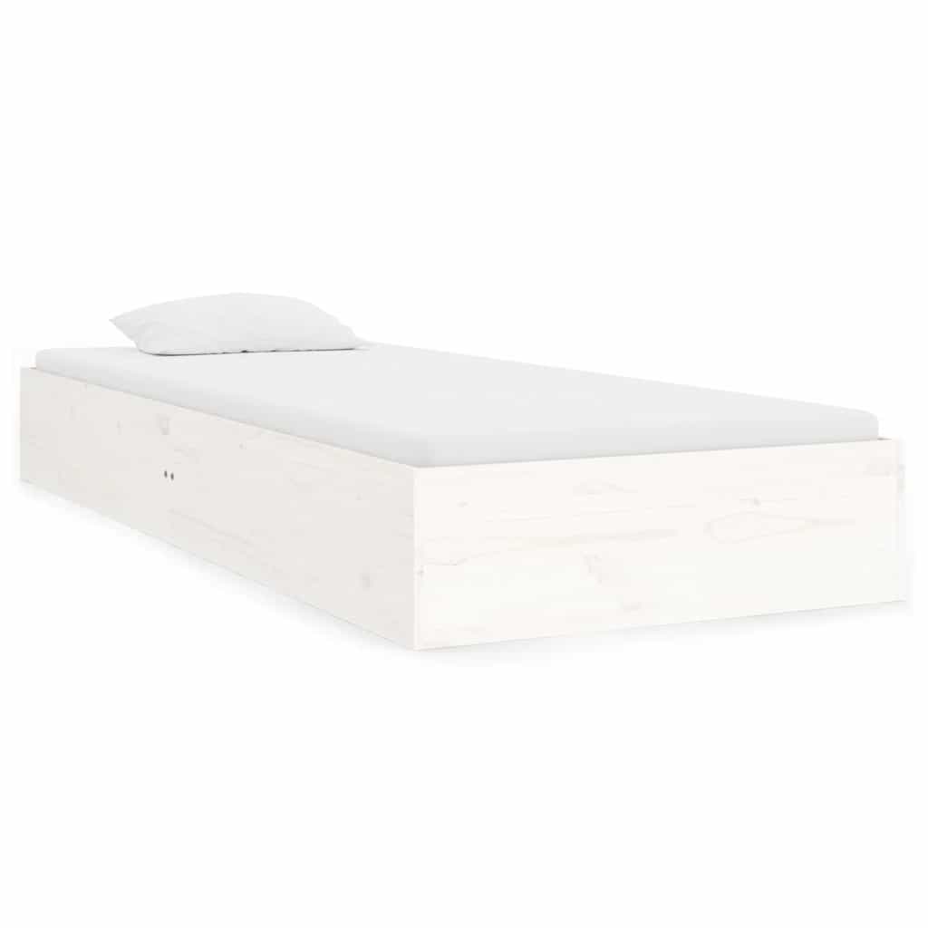 vidaXL Bed Frame | White | Solid pine wood, Plywood | Small single | Bed Frame