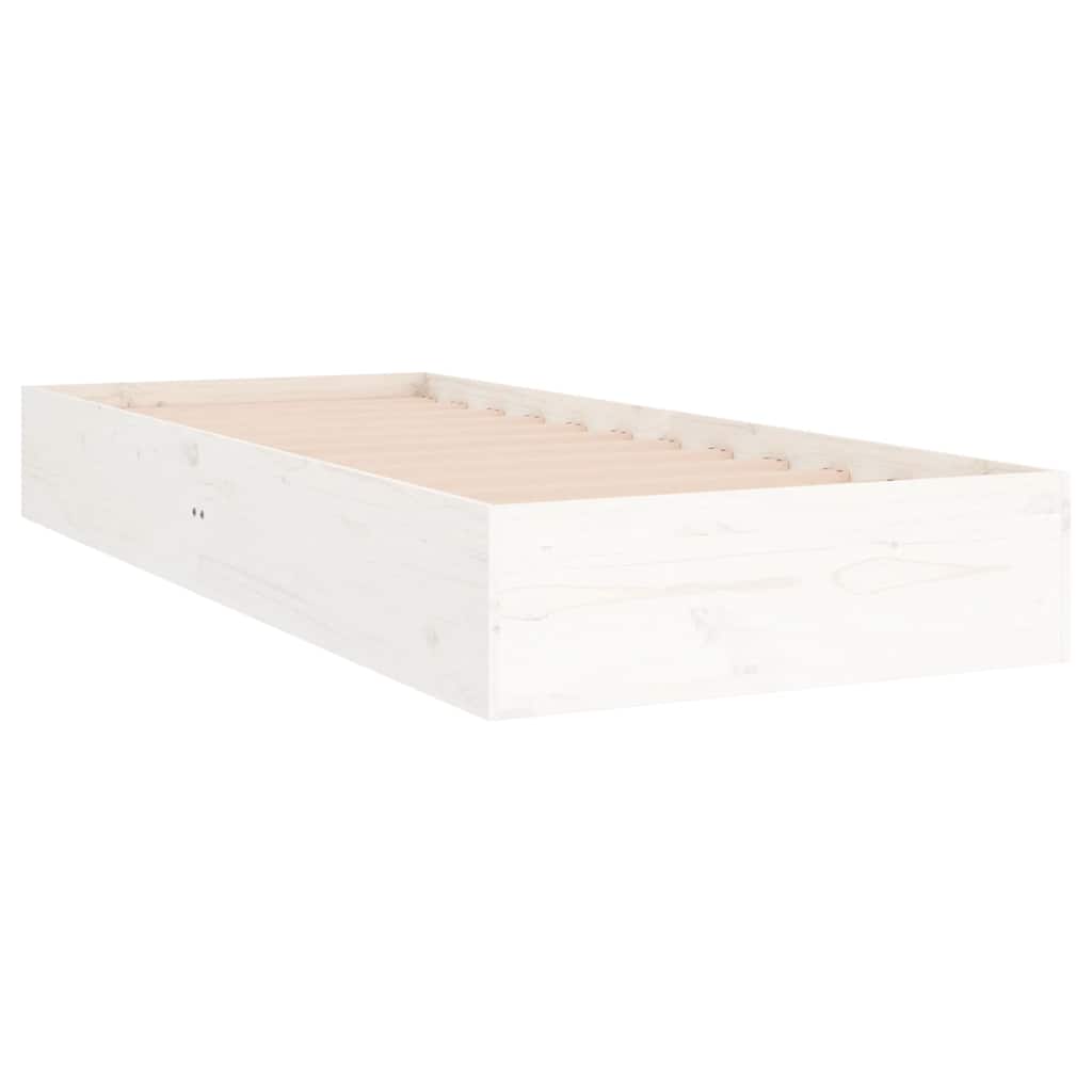 vidaXL Bed Frame | White | Solid pine wood, Plywood | Small single | Bed Frame