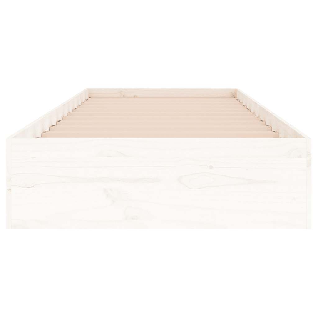 vidaXL Bed Frame | White | Solid pine wood, Plywood | Small single | Bed Frame