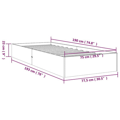 vidaXL Bed Frame | White | Solid pine wood, Plywood | Small single | Bed Frame