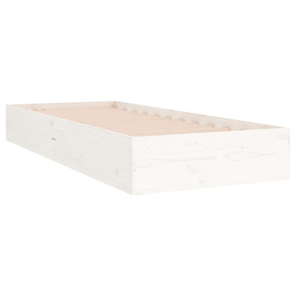 vidaXL Bed Frame without Mattress White Solid Wood 90x190 cm Single Single