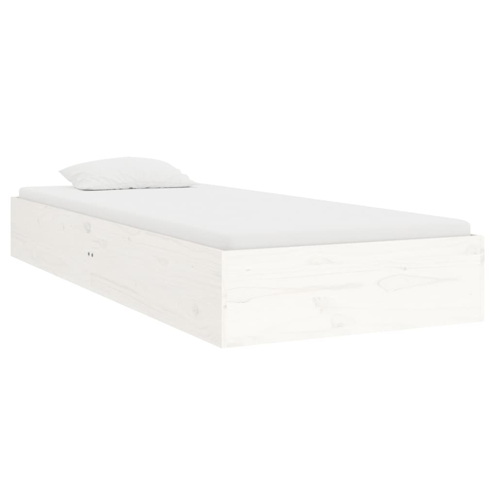 vidaXL Bed Frame without Mattress White Solid Wood 90x190 cm Single Single