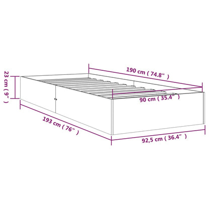 vidaXL Bed Frame without Mattress White Solid Wood 90x190 cm Single Single