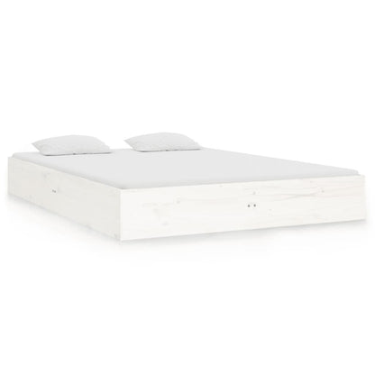 vidaXL Bed Frame without Mattress White Solid Wood 135x190 cm Double Double