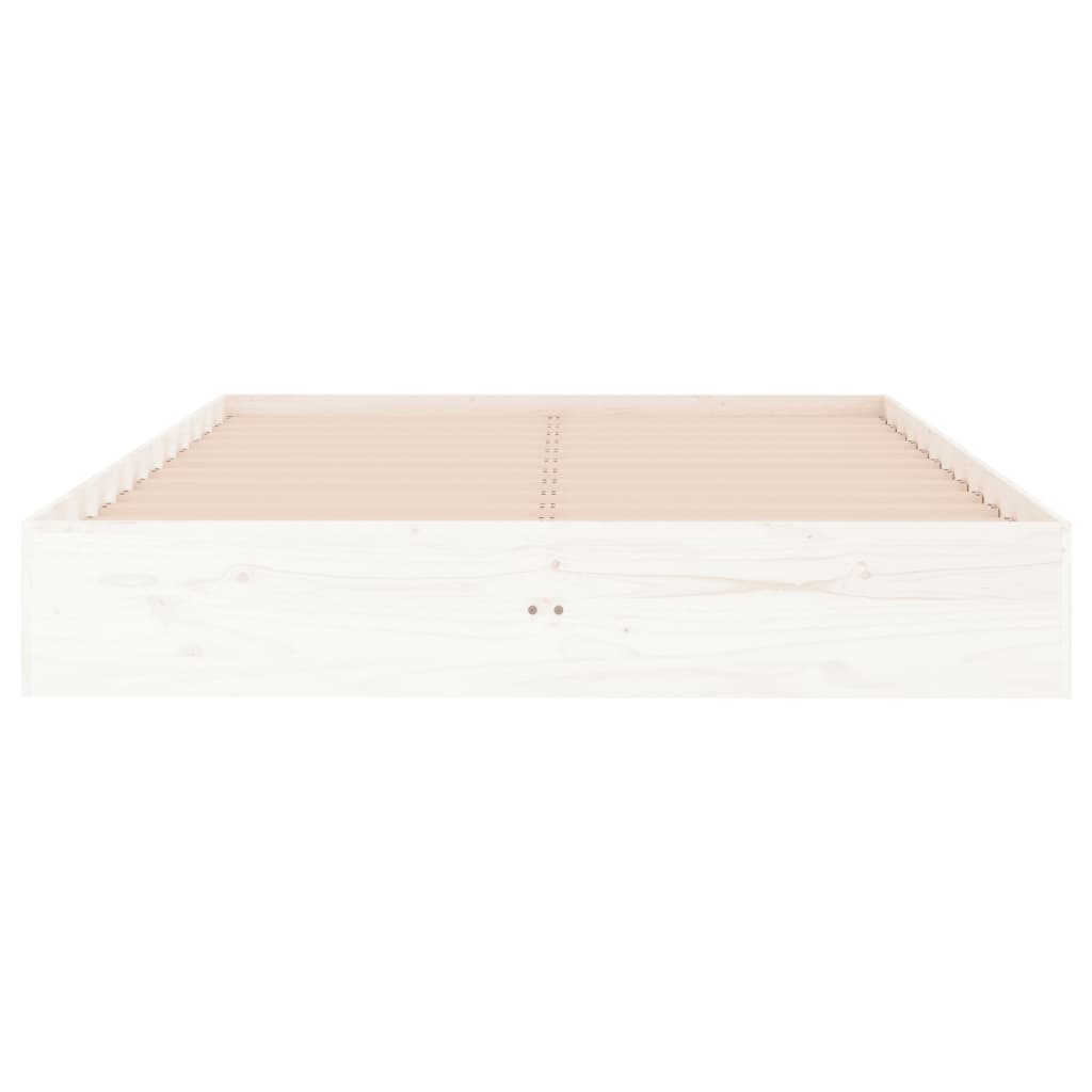 vidaXL Bed Frame without Mattress White Solid Wood 135x190 cm Double Double