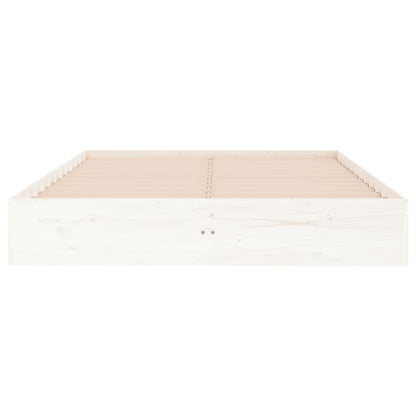 vidaXL Bed Frame without Mattress White Solid Wood 135x190 cm Double Double
