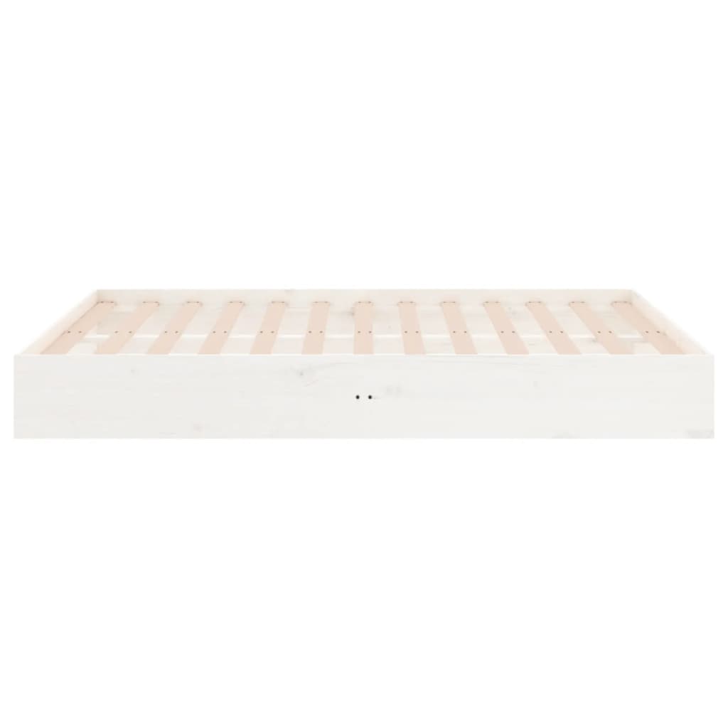vidaXL Bed Frame without Mattress White Solid Wood 135x190 cm Double Double