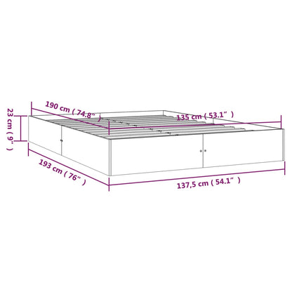 vidaXL Bed Frame without Mattress White Solid Wood 135x190 cm Double Double