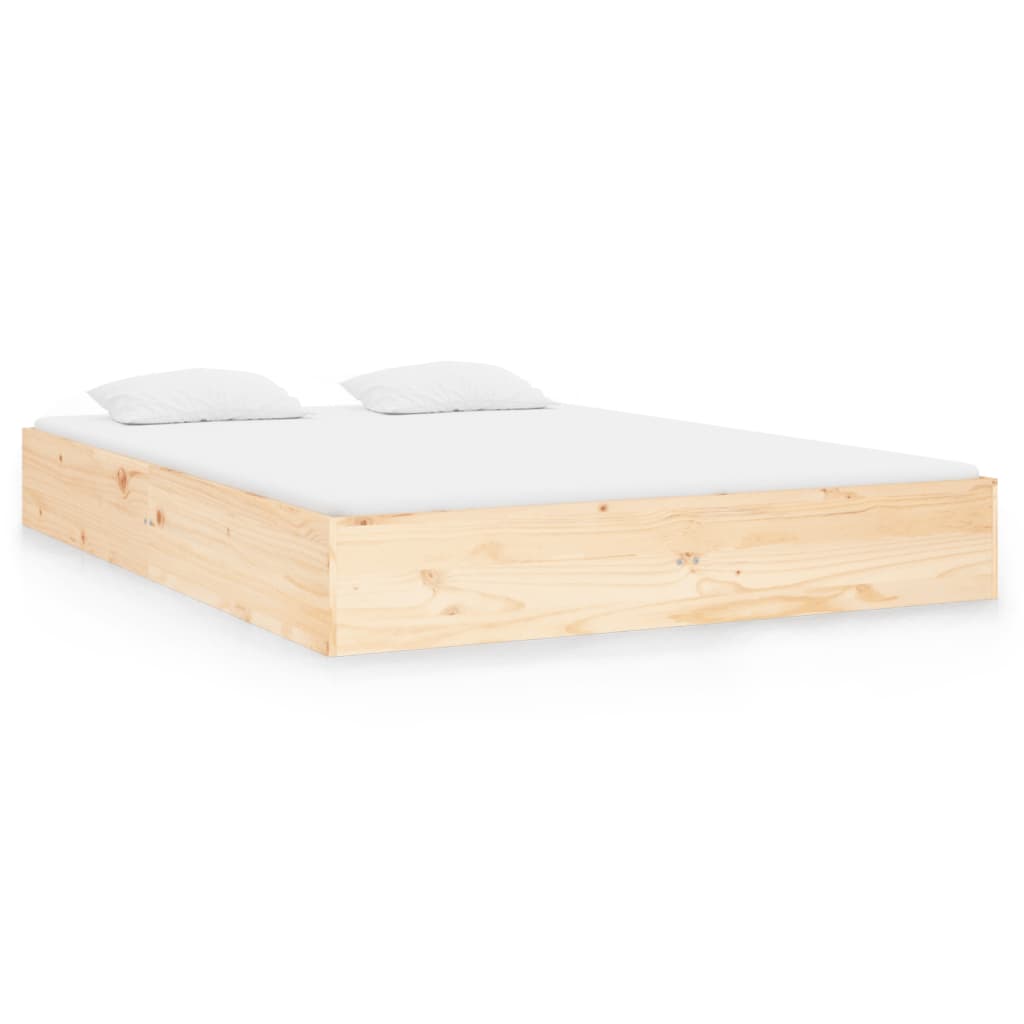 vidaXL Bed Frame | Natural Pine | Solid pinewood, plywood | Double | Durable