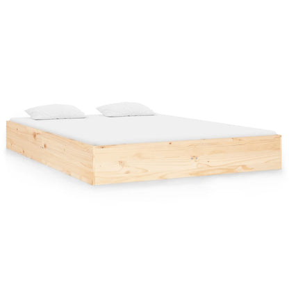 vidaXL Bed Frame | Natural Pine | Solid pinewood, plywood | Double | Durable