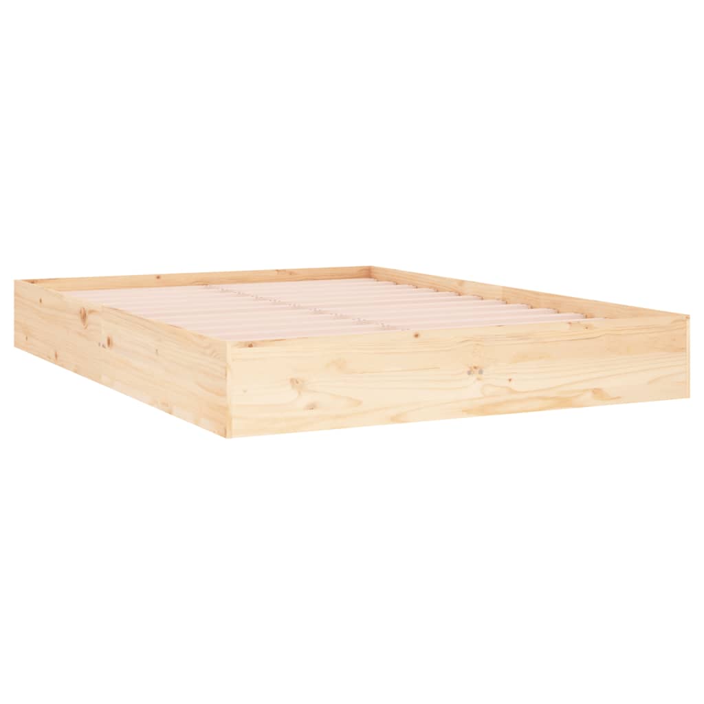 vidaXL Bed Frame | Natural Pine | Solid pinewood, plywood | Double | Durable