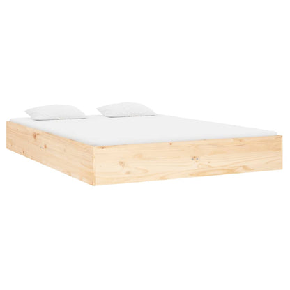 vidaXL Bed Frame | Natural Pine | Solid pinewood, plywood | Double | Durable