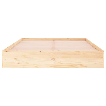 vidaXL Bed Frame | Natural Pine | Solid pinewood, plywood | Double | Durable