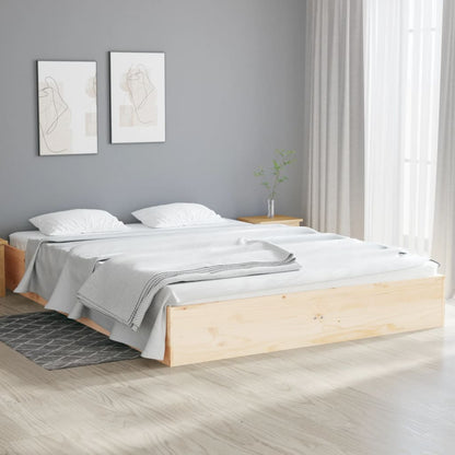 vidaXL Bed Frame | Natural Pine | Solid pinewood, plywood | Double | Durable