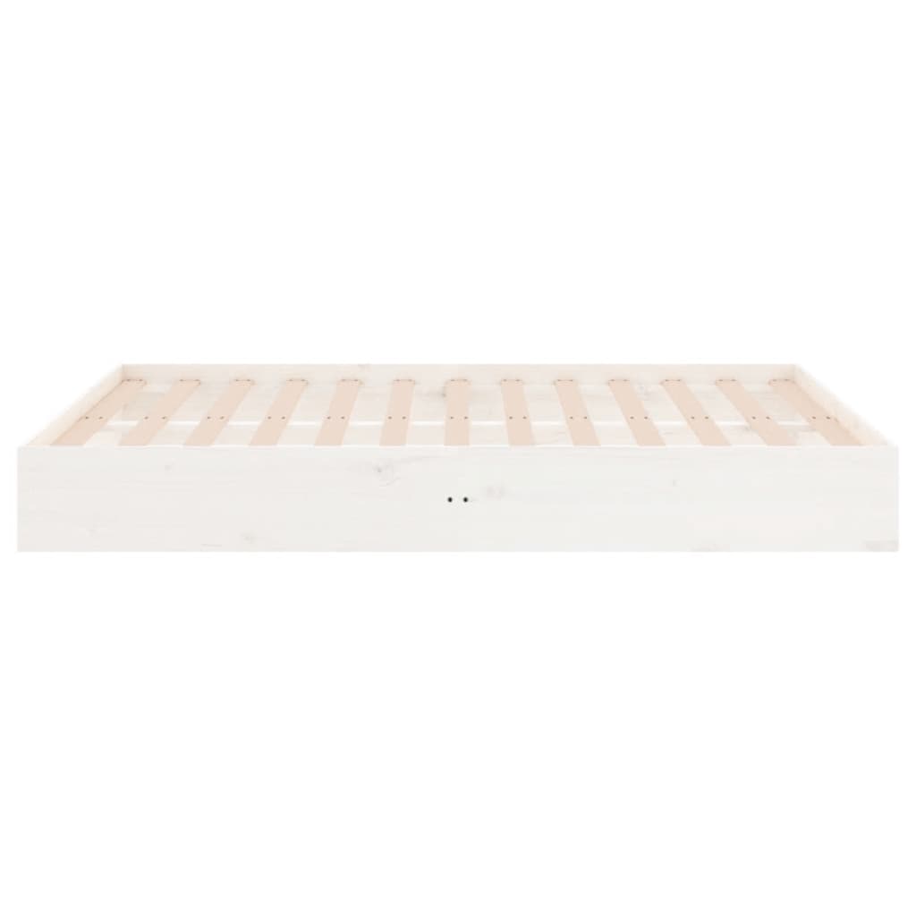vidaXL Bed Frame | White | Solid pine wood, Plywood | Double | Decorative Inlays