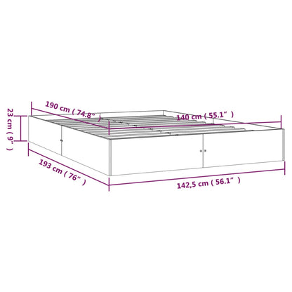 vidaXL Bed Frame | White | Solid pine wood, Plywood | Double | Decorative Inlays