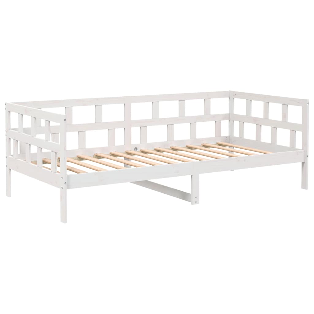 vidaXL Day Bed | White | Solid Pine Wood | Single