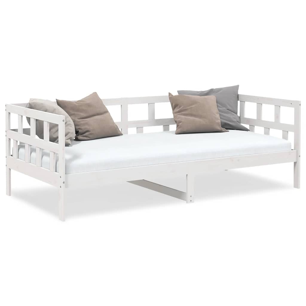 vidaXL Day Bed | White | Solid Pine Wood | Single