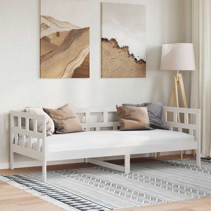 vidaXL Day Bed | White | Solid Pine Wood | Single