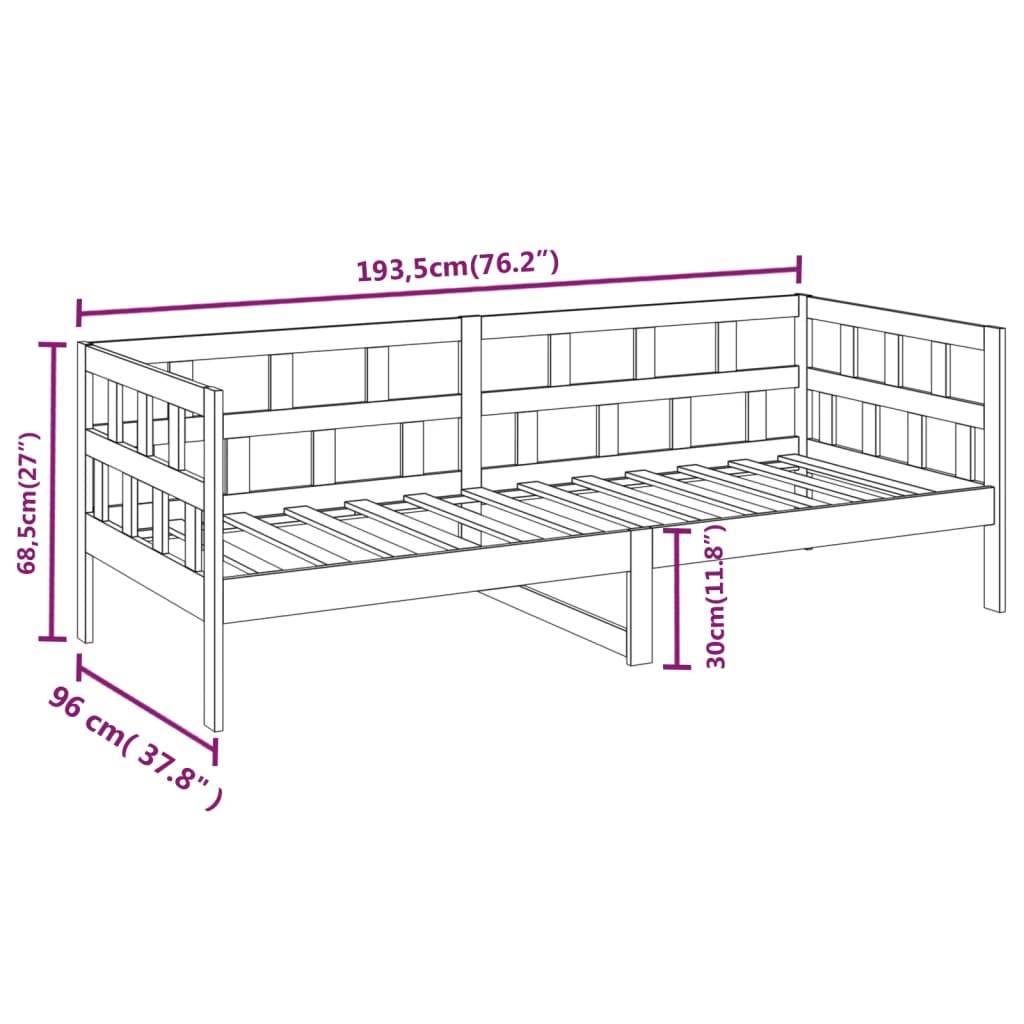 vidaXL Day Bed | Natural wood | Solid pine wood (untreated) | Single